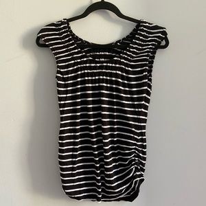 Motherhood Maternity nursing top, black and white striped, size small